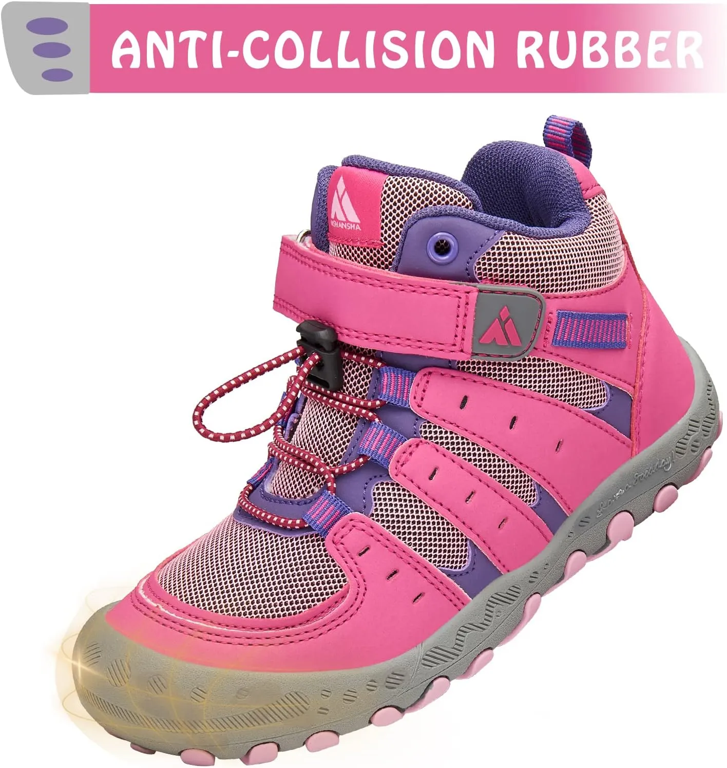 Mishansha Unisex-Child Outdoor Ankle Hiking Boots Boys Girls Trekking Walking Shoes with Hook and Loop