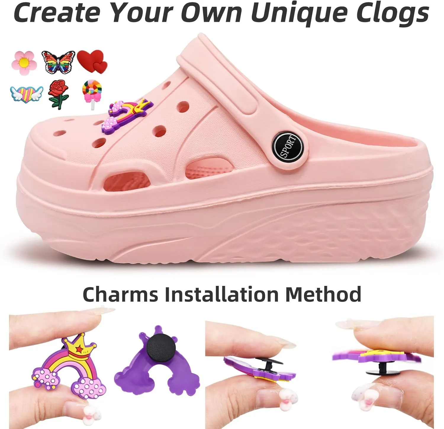 Mnplciea Women's Platform Clogs Non-Slip Garden Shoes Summer Slip On Comfortable Beach Sandals Slippers