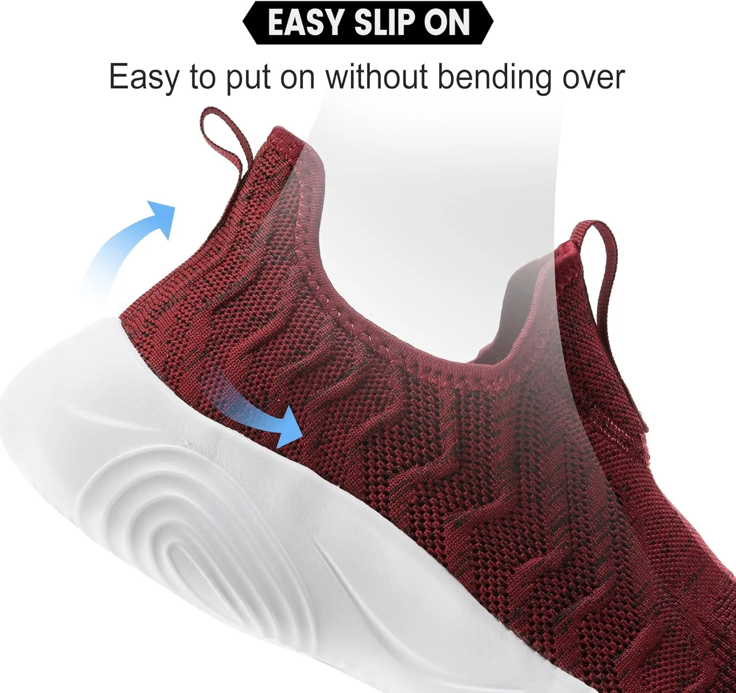 MRIP Mens Slip On Walking Shoes Lightweight Non Slip Gym Workout Running Shoes Mesh Breathable Cushion Fashion Tennis Athletic Casual Sneakers