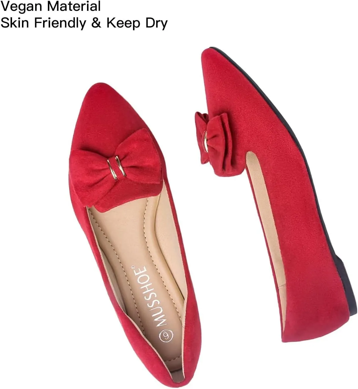 MUSSHOE Flat Shoes Women Comfortable Slip on Women's Flats Dress Shoes for Women