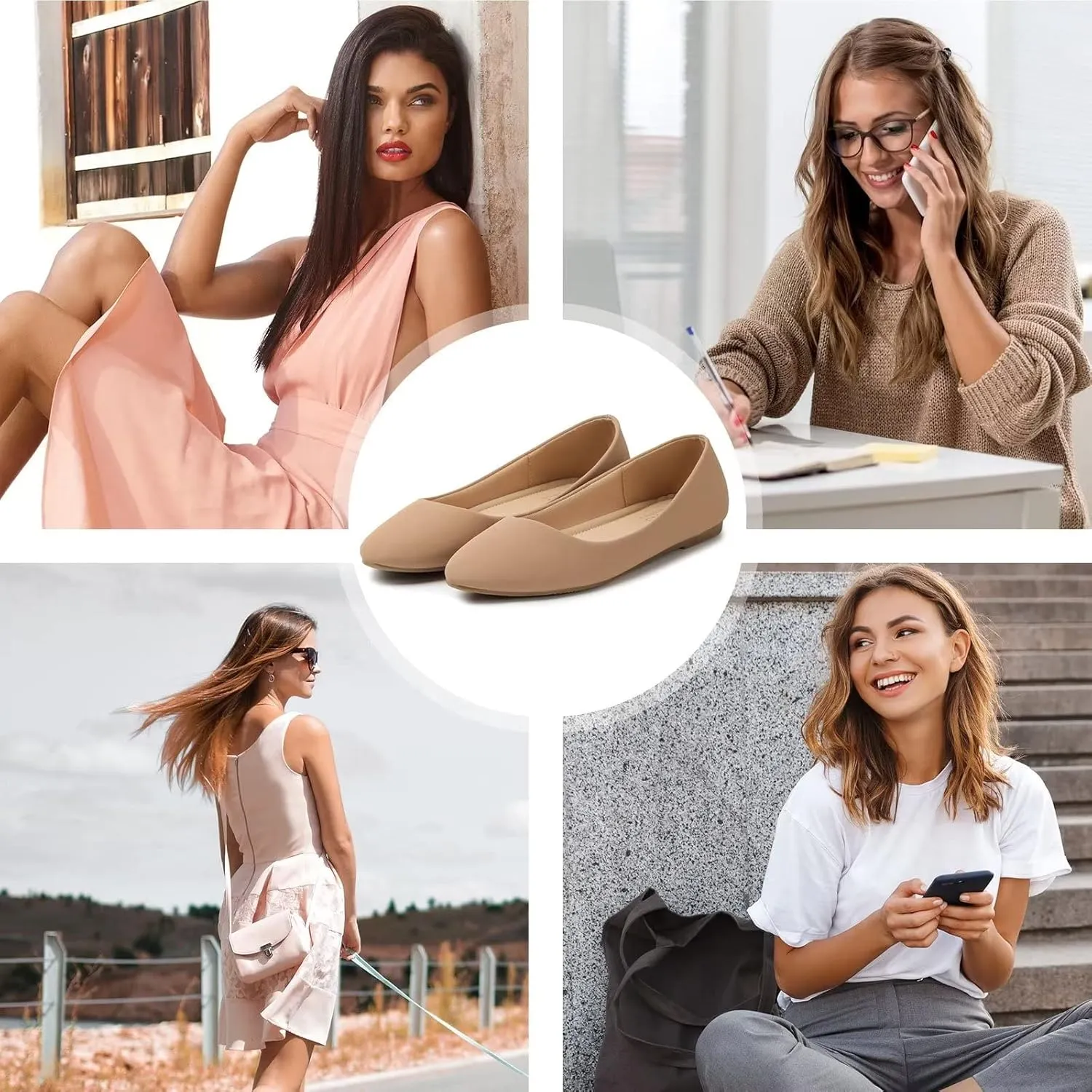 MUSSHOE Flats Shoes Women Pointed Toe Basic Womens Flats