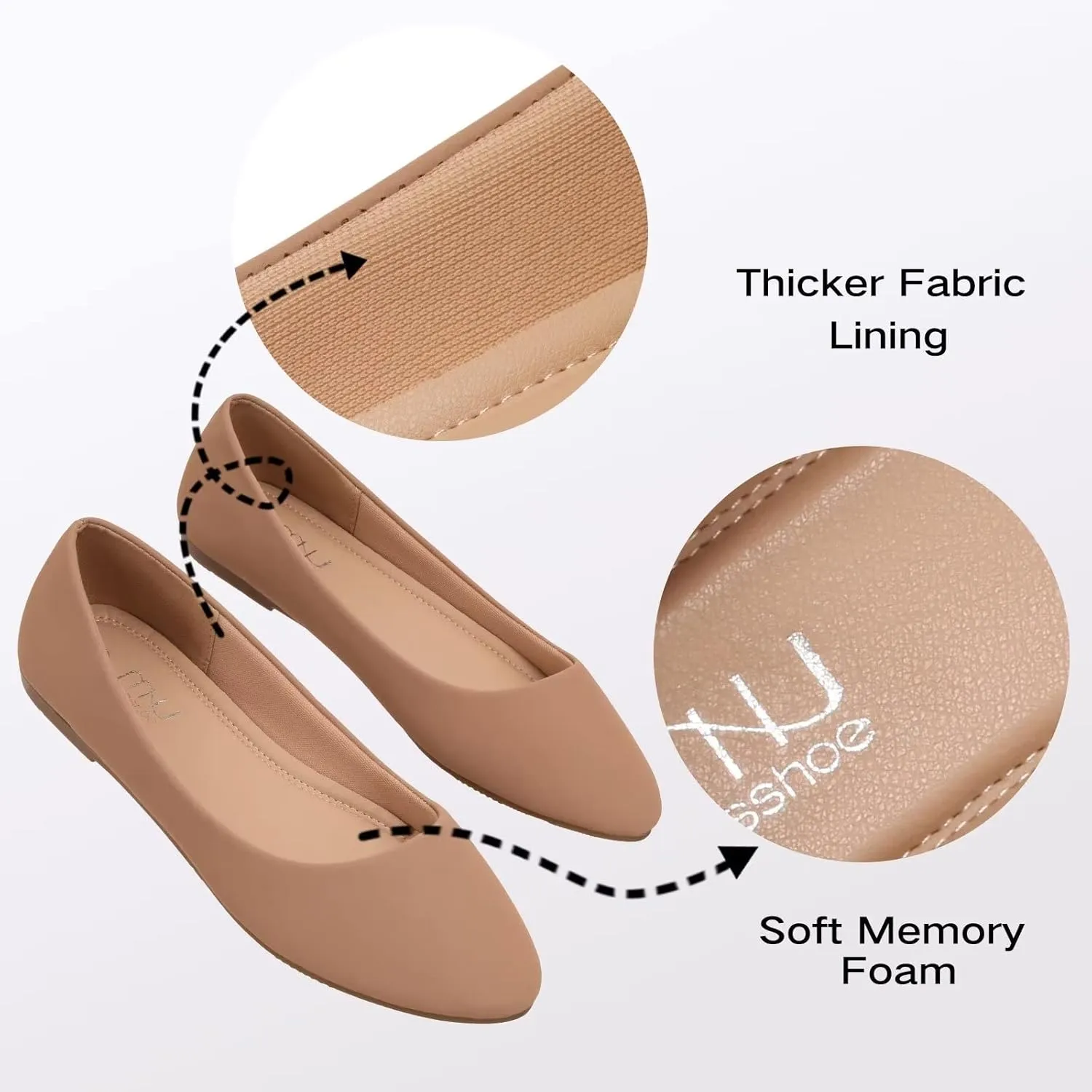 MUSSHOE Flats Shoes Women Pointed Toe Basic Womens Flats