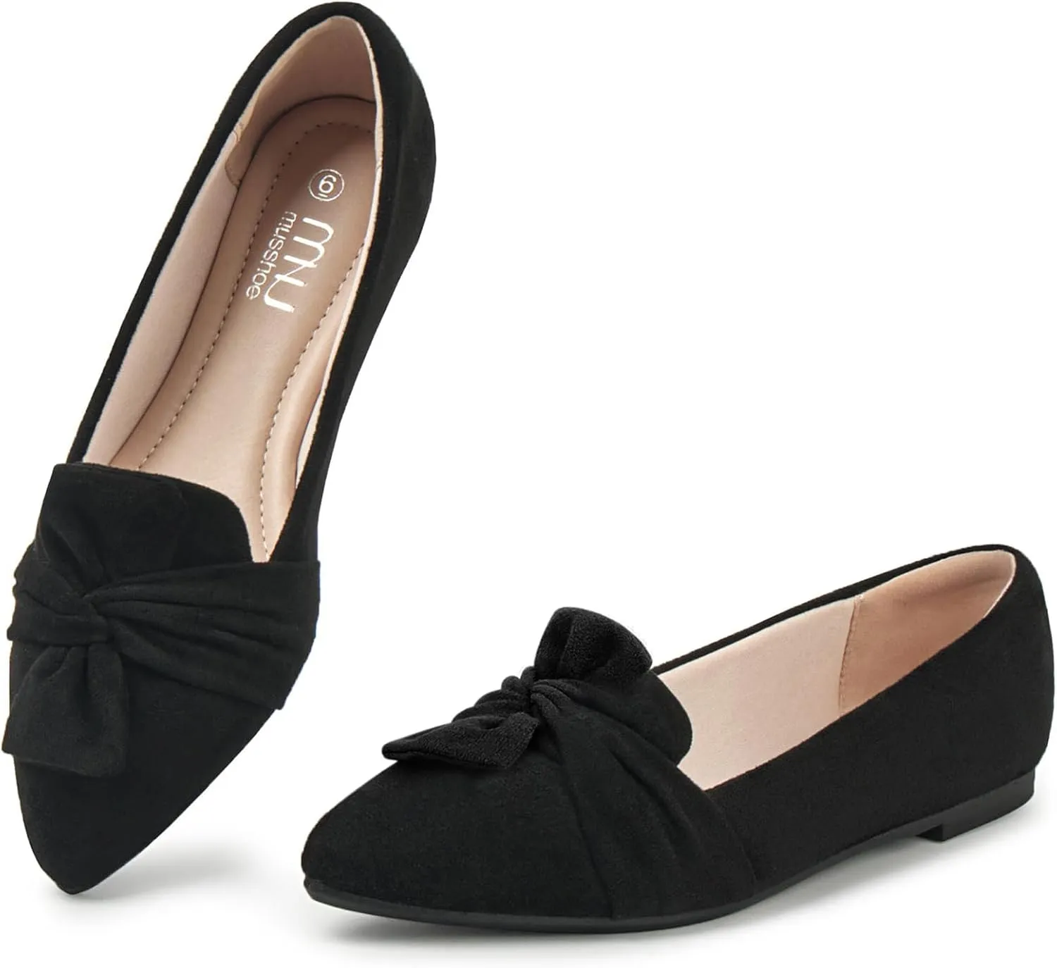 MUSSHOE Women's Flats Dressy Pointed Toe Comfortable Bowknot Ballet Flats Shoes