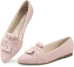 MUSSHOE Women's Flats Dressy Pointed Toe Comfortable Bowknot Ballet Flats Shoes