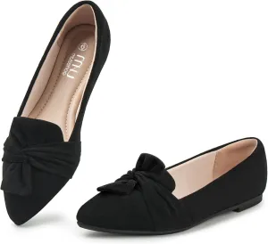 MUSSHOE Women's Flats Dressy Pointed Toe Comfortable Bowknot Ballet Flats Shoes