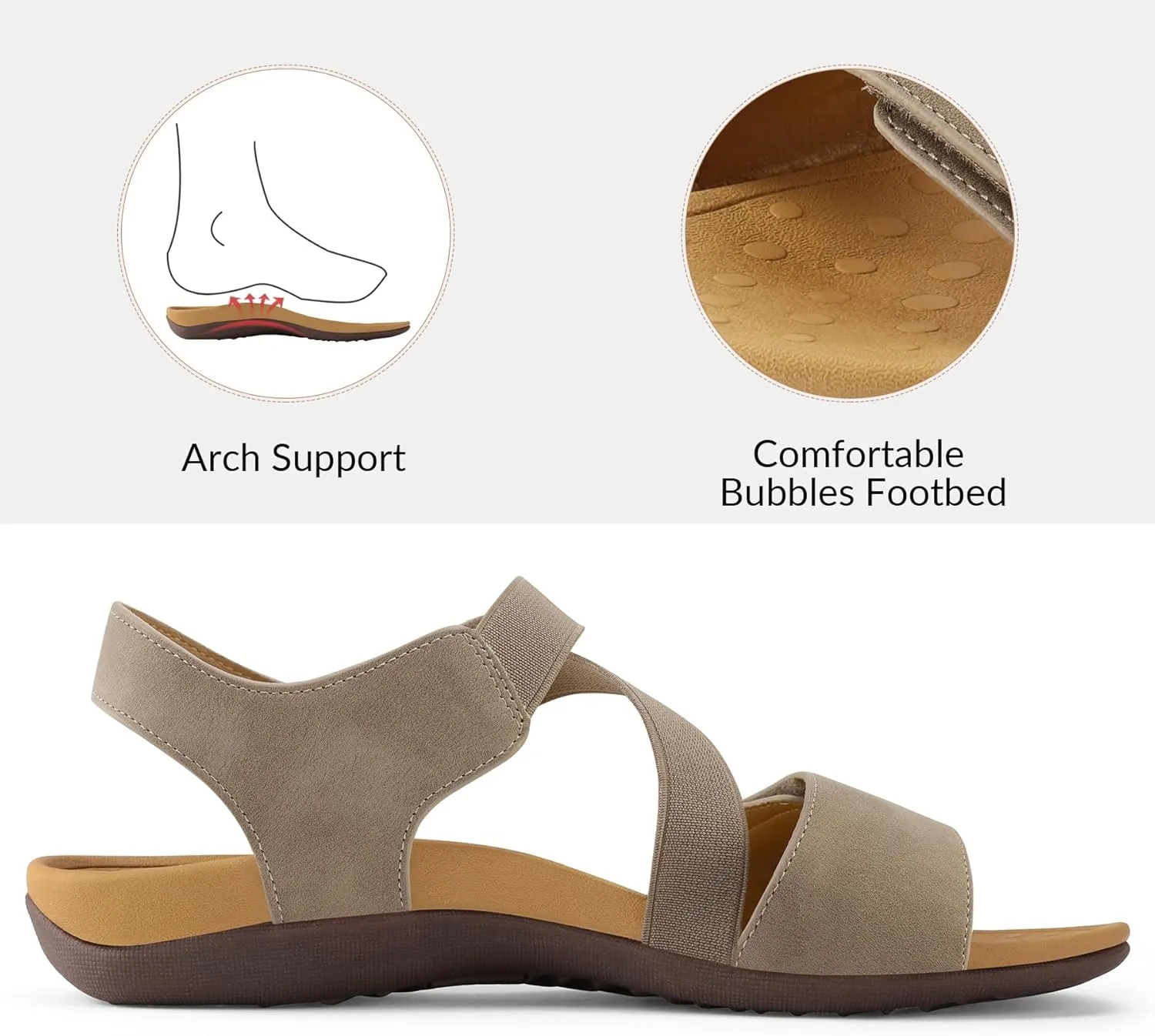 mysoft Women's Arch Support Sandals Orthotic Comfortable Walking Sandals Lightweight Athletic Outdoor Hiking Shoes