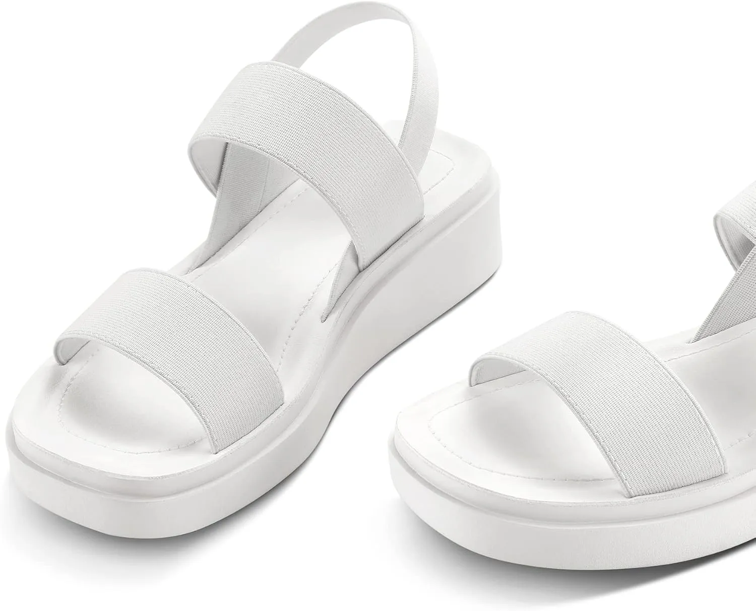 mysoft Women's Platform Wedges Sandals Slingback Lightweight Elastic Ankle Strap Low Wedges Walking Sandals Comfortable Slip On Casual Shoes