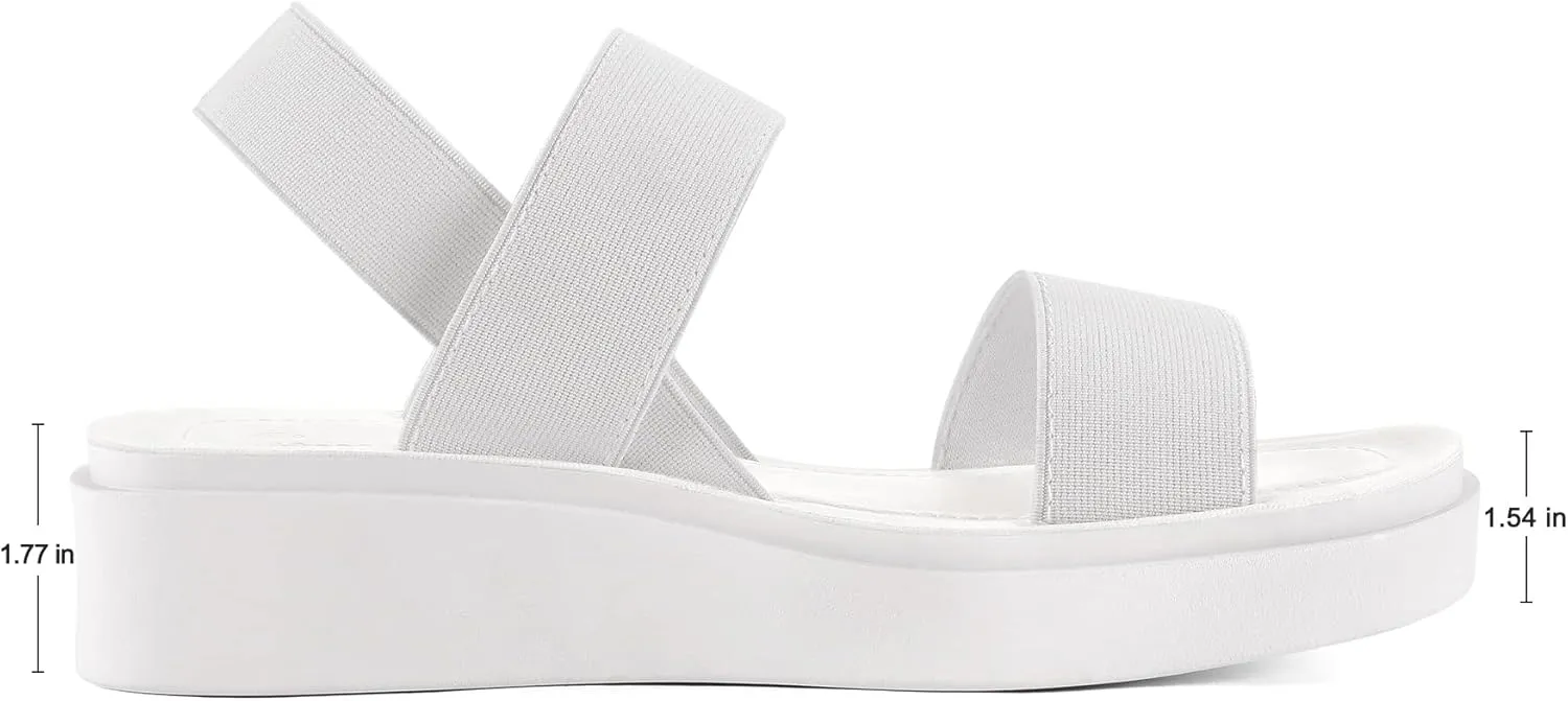 mysoft Women's Platform Wedges Sandals Slingback Lightweight Elastic Ankle Strap Low Wedges Walking Sandals Comfortable Slip On Casual Shoes