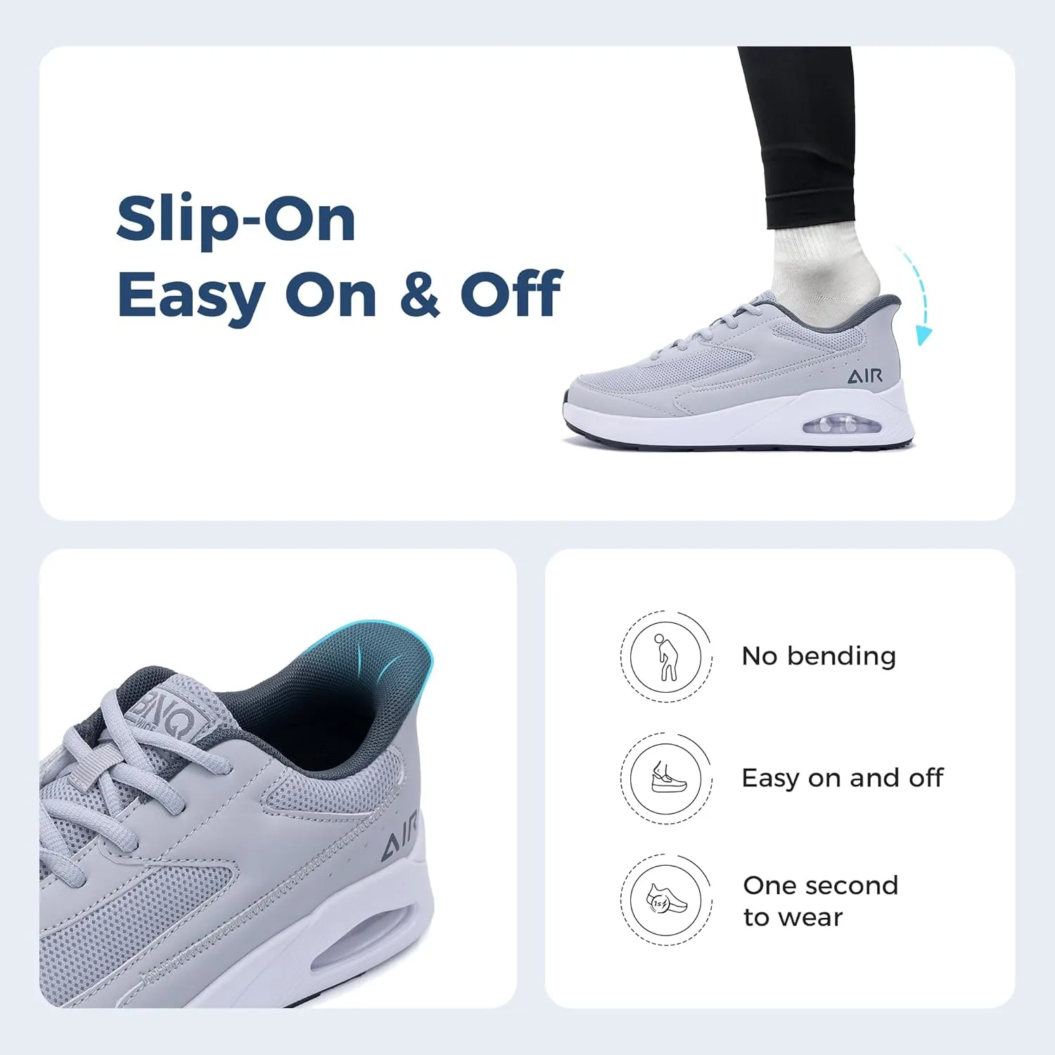 N BESUNEW Women's Wide Toe Box Walking Shoes Slip On Wide Width Tennis Sneakers Atheltic Running Shoes US 6-11