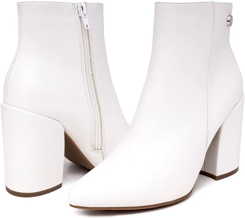 NAUTICA Women's Heeled Ankle Bootie with Pointed Toe, Block Heel, and Side Zipper for Winter - Yeva