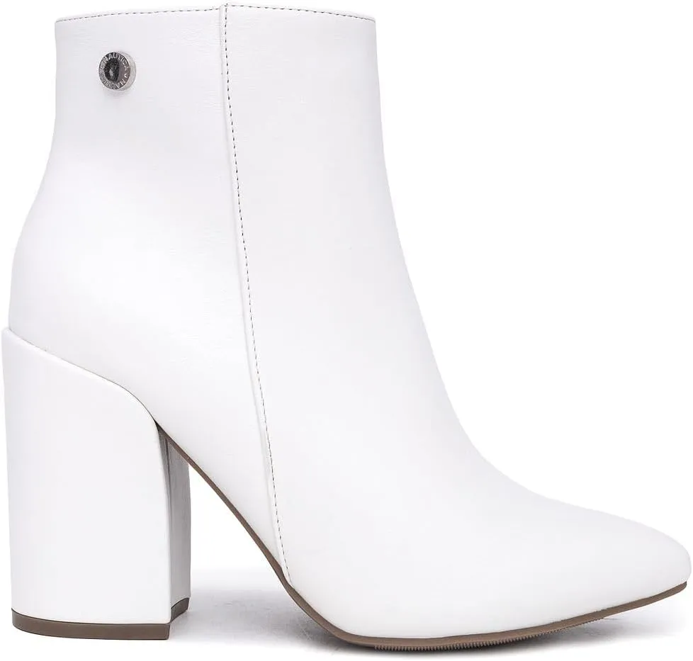 NAUTICA Women's Heeled Ankle Bootie with Pointed Toe, Block Heel, and Side Zipper for Winter - Yeva