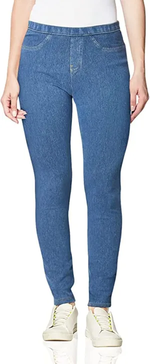 No Nonsense Classic Denim Leggings-Jeggings for Women with Real Back Pockets, High Waisted Stretch Jeans