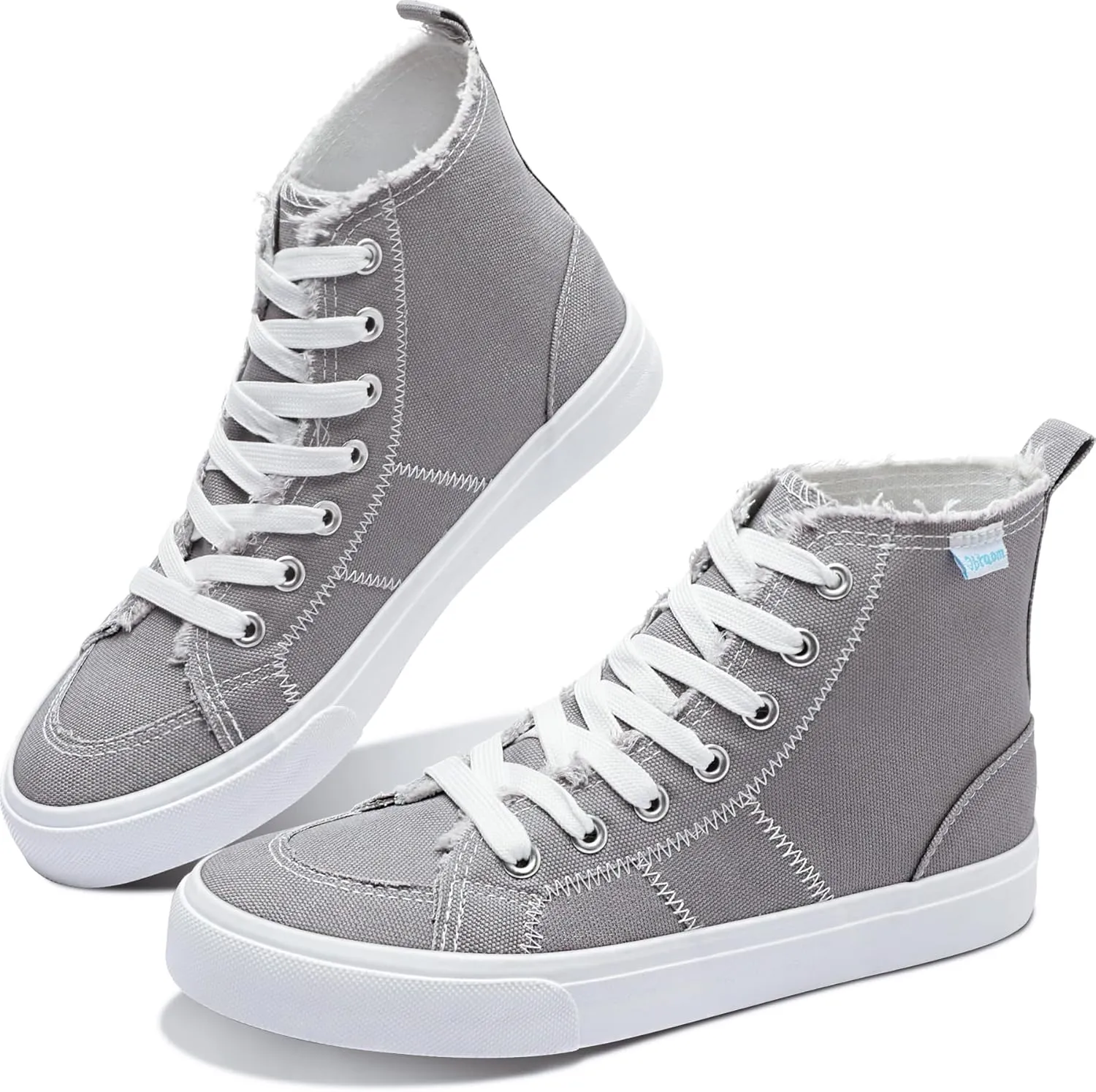 Obtaom Womens/Mens high top Canvas Shoes Play mid Calf Fashion Sneaker Casual lace up hi top Washed Canvas Shoes