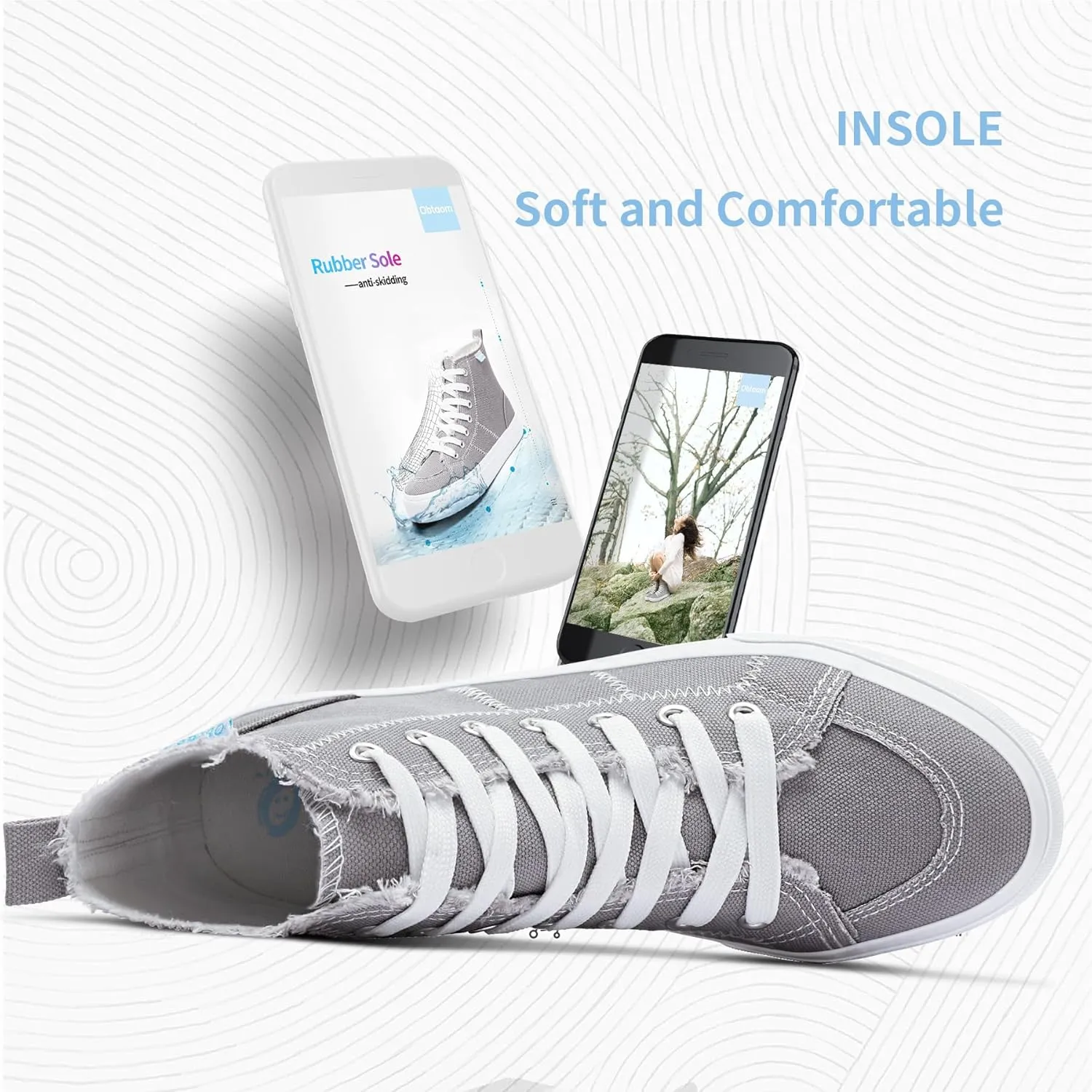 Obtaom Womens/Mens high top Canvas Shoes Play mid Calf Fashion Sneaker Casual lace up hi top Washed Canvas Shoes