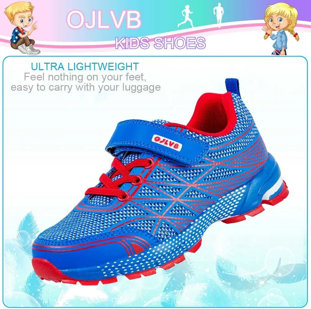 OJLVB Boys Girls Sneakers, Kids Tennis Running Shoes, Athletic Walking Gym Trail Shoe Breathable Lightweight