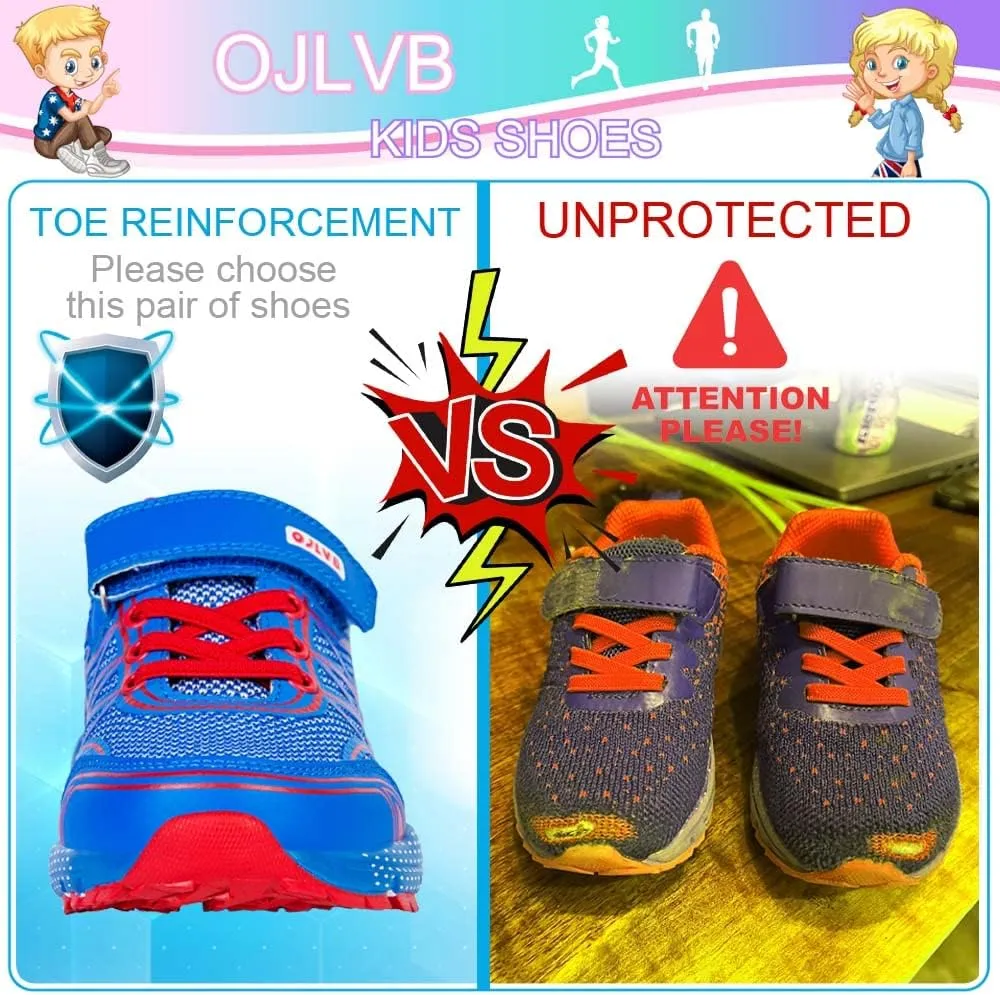 OJLVB Boys Girls Sneakers, Kids Tennis Running Shoes, Athletic Walking Gym Trail Shoe Breathable Lightweight