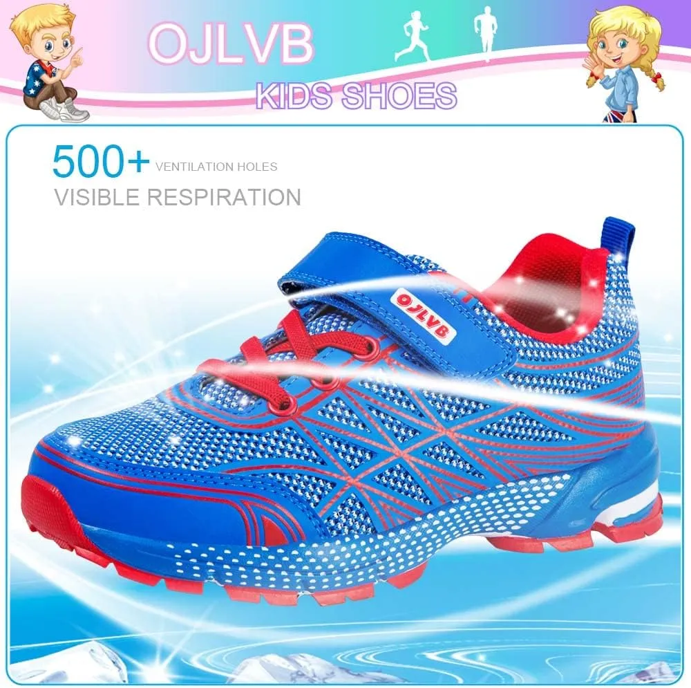 OJLVB Boys Girls Sneakers, Kids Tennis Running Shoes, Athletic Walking Gym Trail Shoe Breathable Lightweight