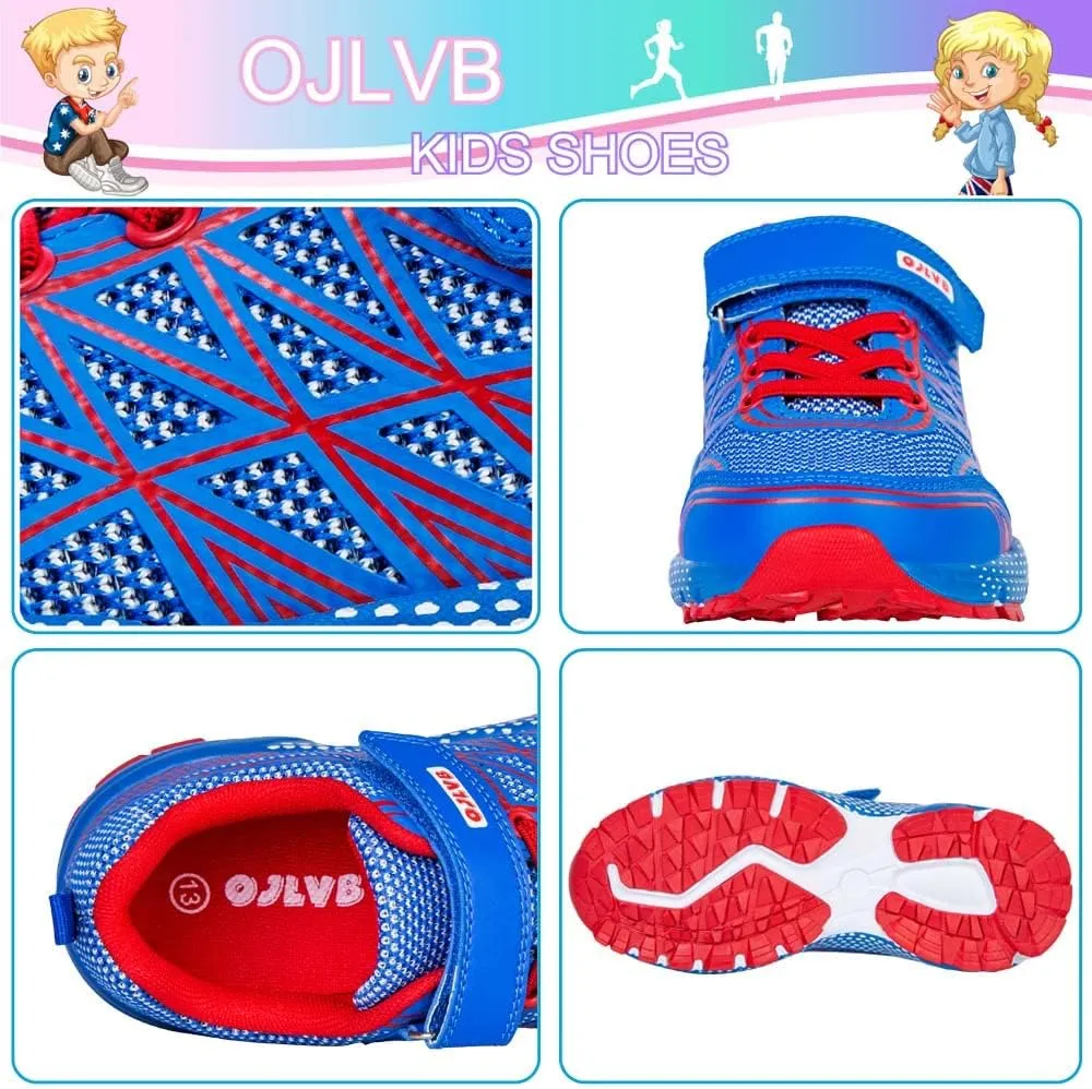 OJLVB Boys Girls Sneakers, Kids Tennis Running Shoes, Athletic Walking Gym Trail Shoe Breathable Lightweight
