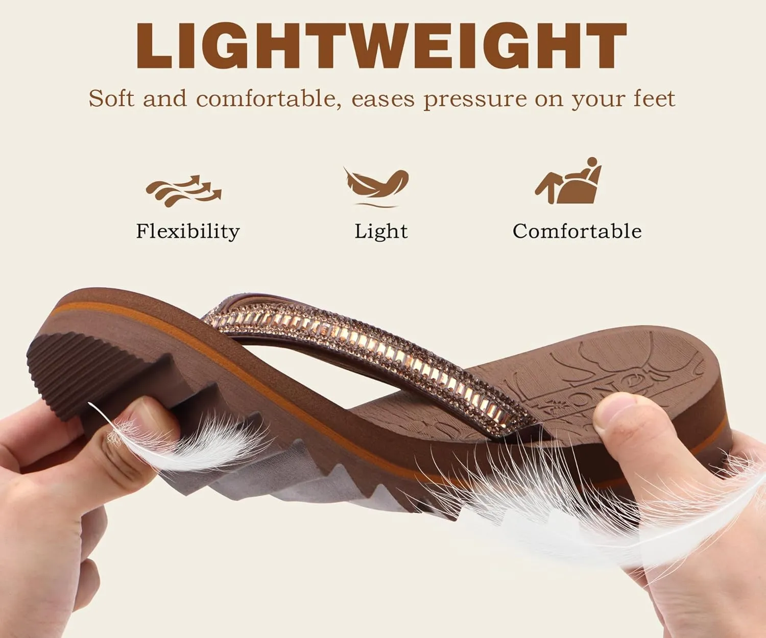 ONCAI Flip Flops for Women, Beach Thong Sandals Womens with Arch Support, Dressy Rhinestone Comfortable Yoga Mat and Non Slip Rubber Soles for Summer US Size 5-11