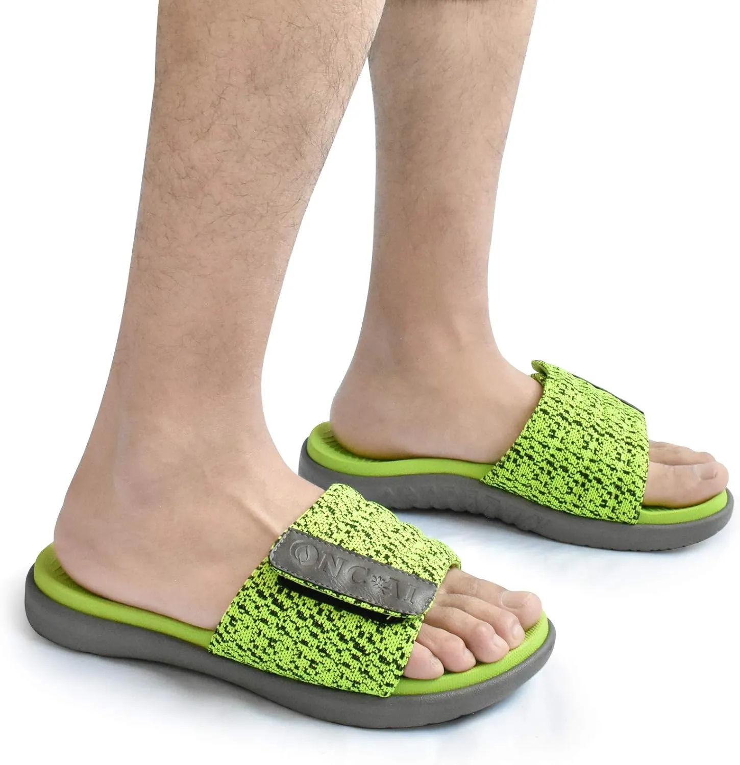 ONCAI Mens Sandals, Arch Support Sport Slides Open Toe Adjustable Straps Orthotic Cushioned Footbed for Plantar Fasciitis Rubber Soles Size 7.5-15