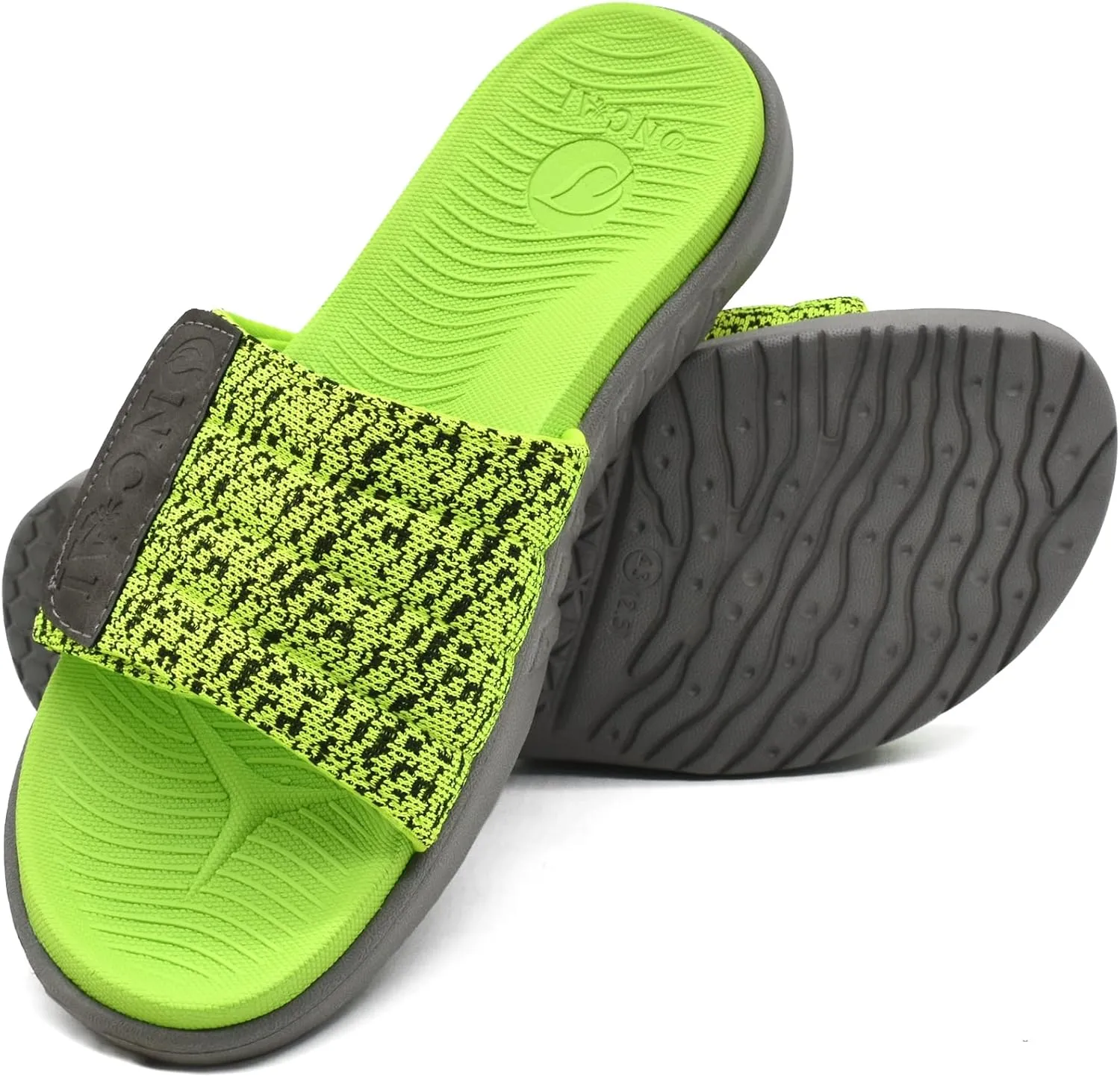 ONCAI Mens Sandals, Arch Support Sport Slides Open Toe Adjustable Straps Orthotic Cushioned Footbed for Plantar Fasciitis Rubber Soles Size 7.5-15