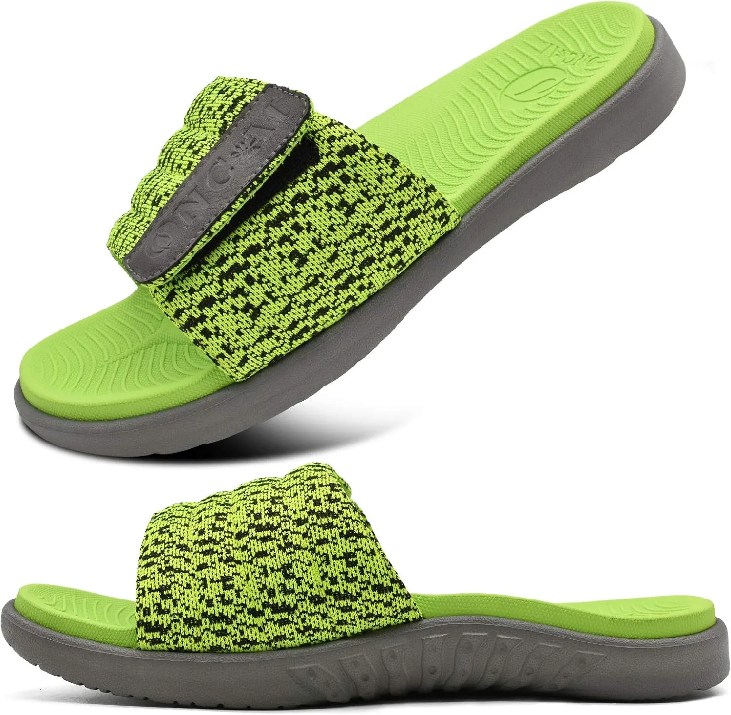 ONCAI Mens Sandals, Arch Support Sport Slides Open Toe Adjustable Straps Orthotic Cushioned Footbed for Plantar Fasciitis Rubber Soles Size 7.5-15