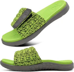 ONCAI Mens Sandals, Arch Support Sport Slides Open Toe Adjustable Straps Orthotic Cushioned Footbed for Plantar Fasciitis Rubber Soles Size 7.5-15