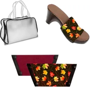 Onesole Cafe Traveler Fall Leaves & Burgundy Set, 3 inch soul lightweight wedge, Interchangeable all leaf print and burgundy solid tops, Tops for women's wedge Sandals, As Seen on Shark Tank (Size 10)