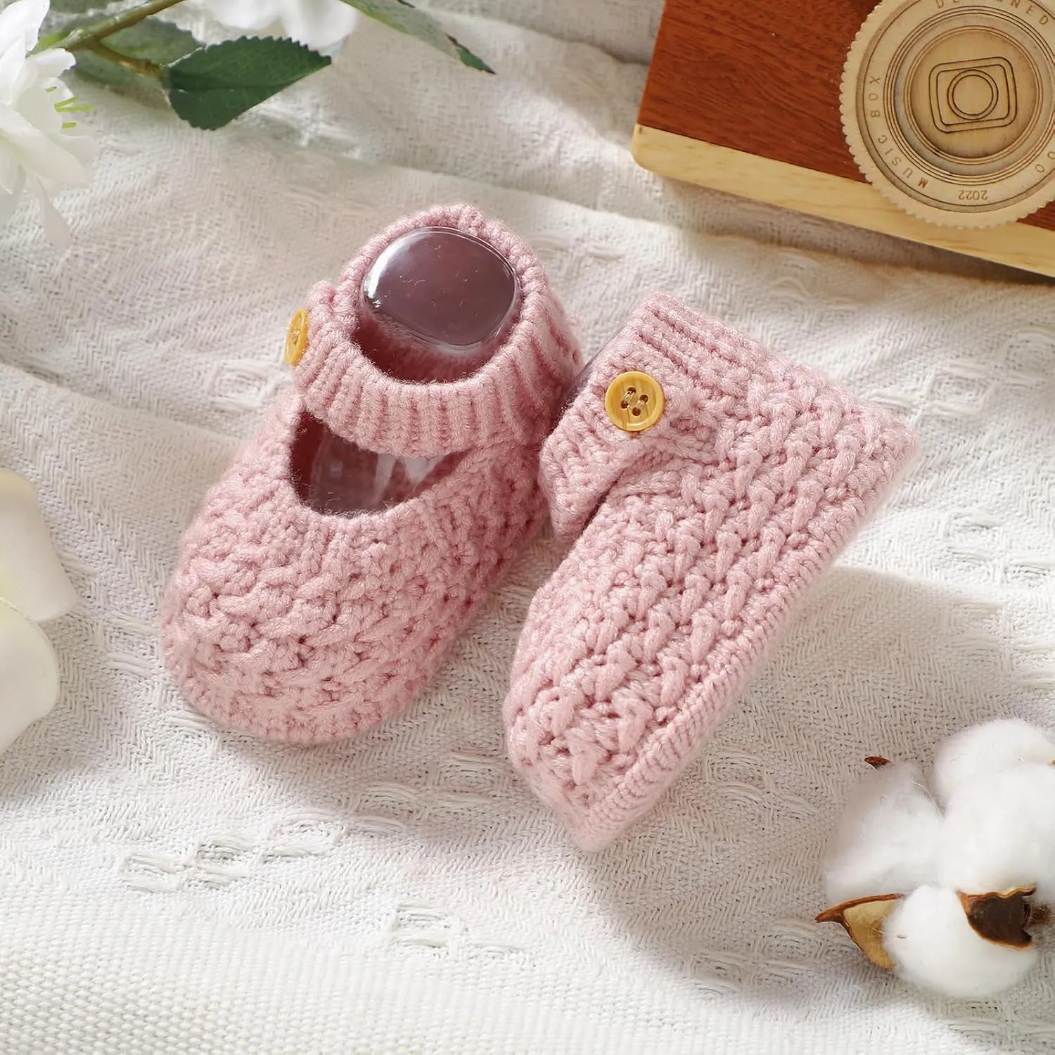 Opewod Baby Booties Hand Knit Boots Slippers Soft Warm First Walkers Socks Shoes for Newborn Infan Boys Girls