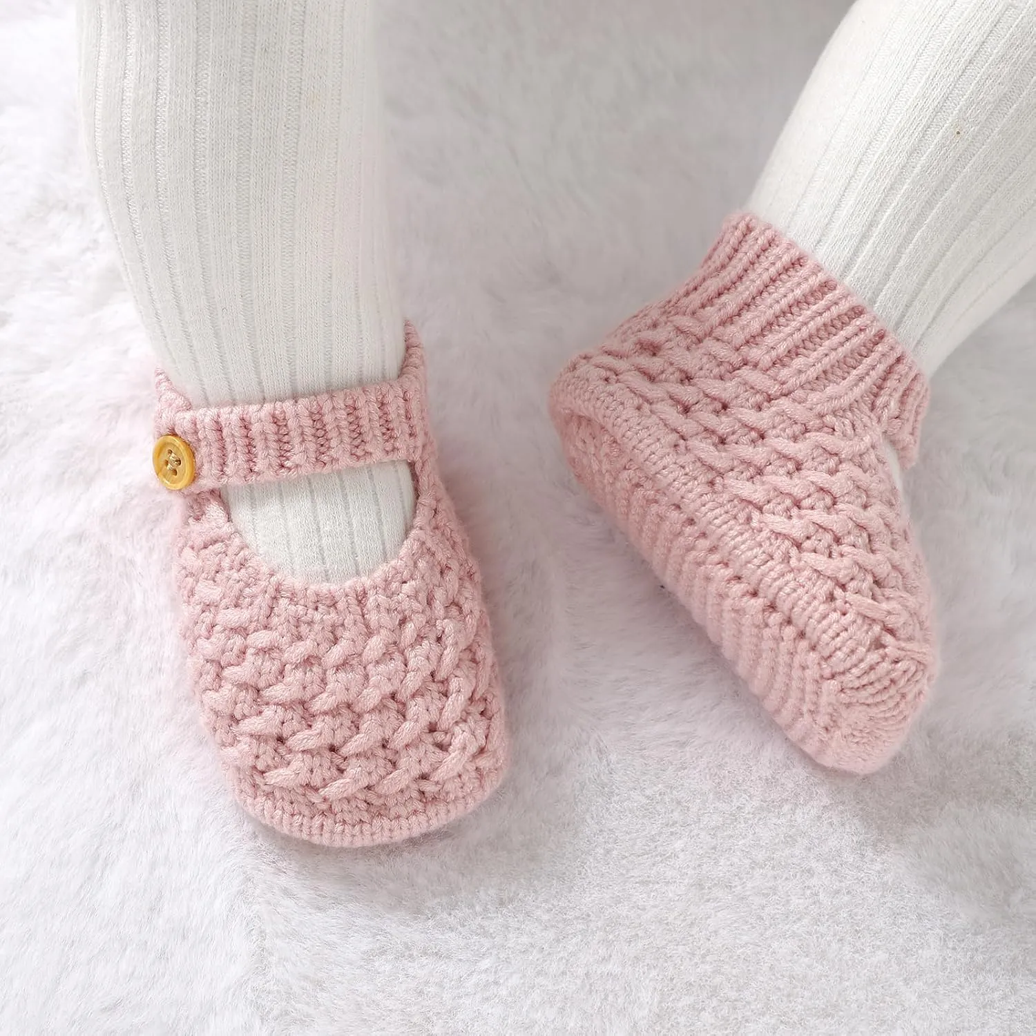 Opewod Baby Booties Hand Knit Boots Slippers Soft Warm First Walkers Socks Shoes for Newborn Infan Boys Girls