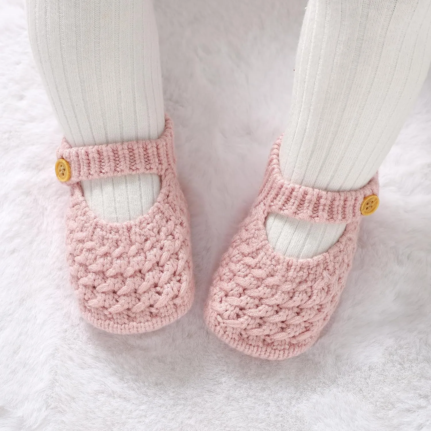 Opewod Baby Booties Hand Knit Boots Slippers Soft Warm First Walkers Socks Shoes for Newborn Infan Boys Girls