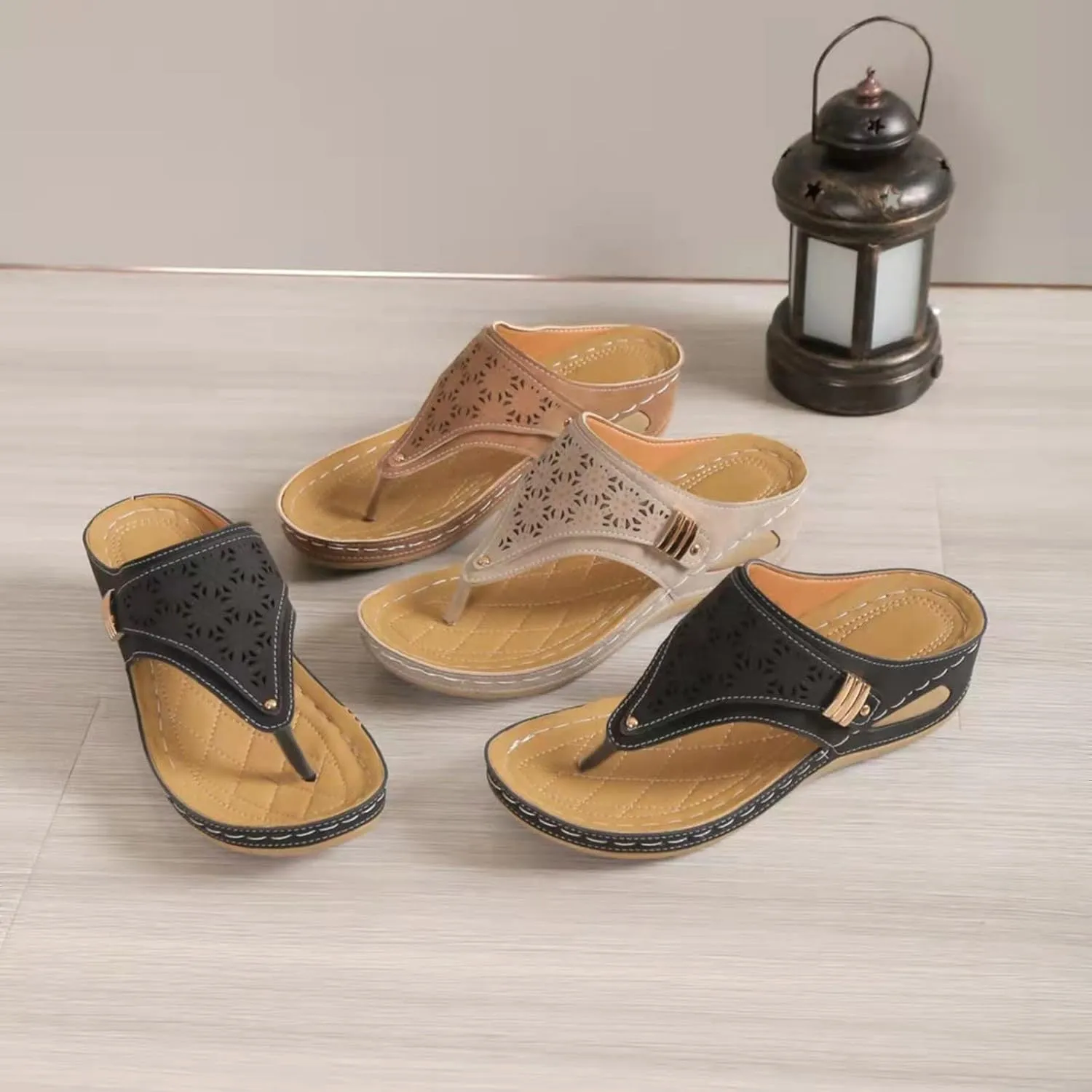 Orthopedic Sandals for Women - Arch Support Wedge Flip Flops, Summer 2025 Comfortable Dressy Casual Beach Slippers