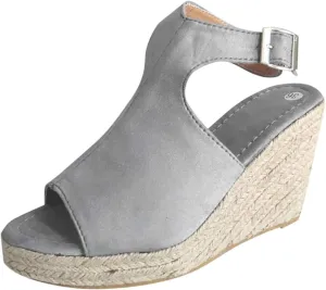 Orthopedic Sandals for Women Casual Summer Wedge Dressy Open Toe Platform Wedges Buckle Ankle Strap Leather Espadrilles Beach Heels Sandal Strappy Slip on Wedge High Dress Shoes