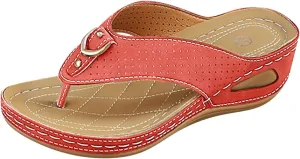 Orthopedic Sandals for Women Comfortable Womens Filp Flops Soft Cushion Slides Low Wedge Sandal Bathroom Shower Shoes Lightweight Non-Slip Summer Beach Slippers