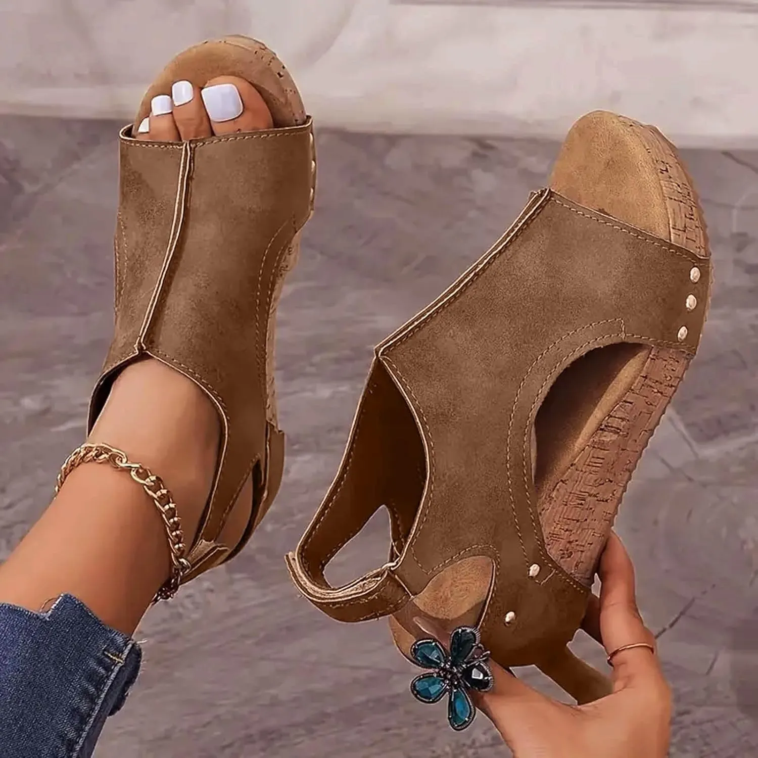 Orthopedic Wedge Sandals for Women 2025 New Platform Sandal Ankle Strap Open Toe Espadrilles Dressy Casual Boho Summer Beach Sandal Ladies Wedges