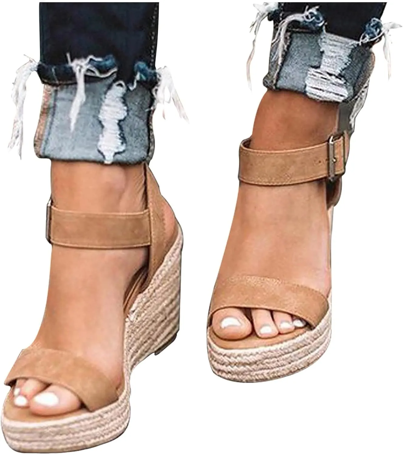 Orthopedic Wedge Sandals For Women Dressy Summer Comfortable Walking Wedge Heels Womens Espadrilles Wedges Sandals Heels Open Toe Platform Ankle Strap Casual Beach Shoes 2025 Vacation