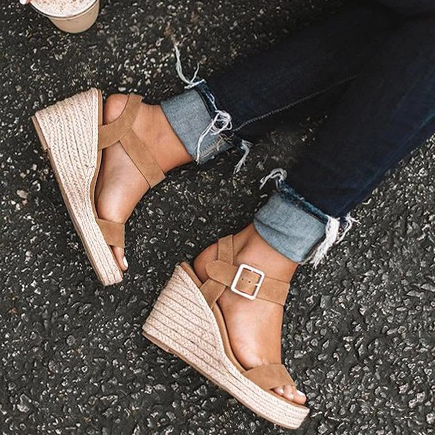 Orthopedic Wedge Sandals For Women Dressy Summer Comfortable Walking Wedge Heels Womens Espadrilles Wedges Sandals Heels Open Toe Platform Ankle Strap Casual Beach Shoes 2025 Vacation
