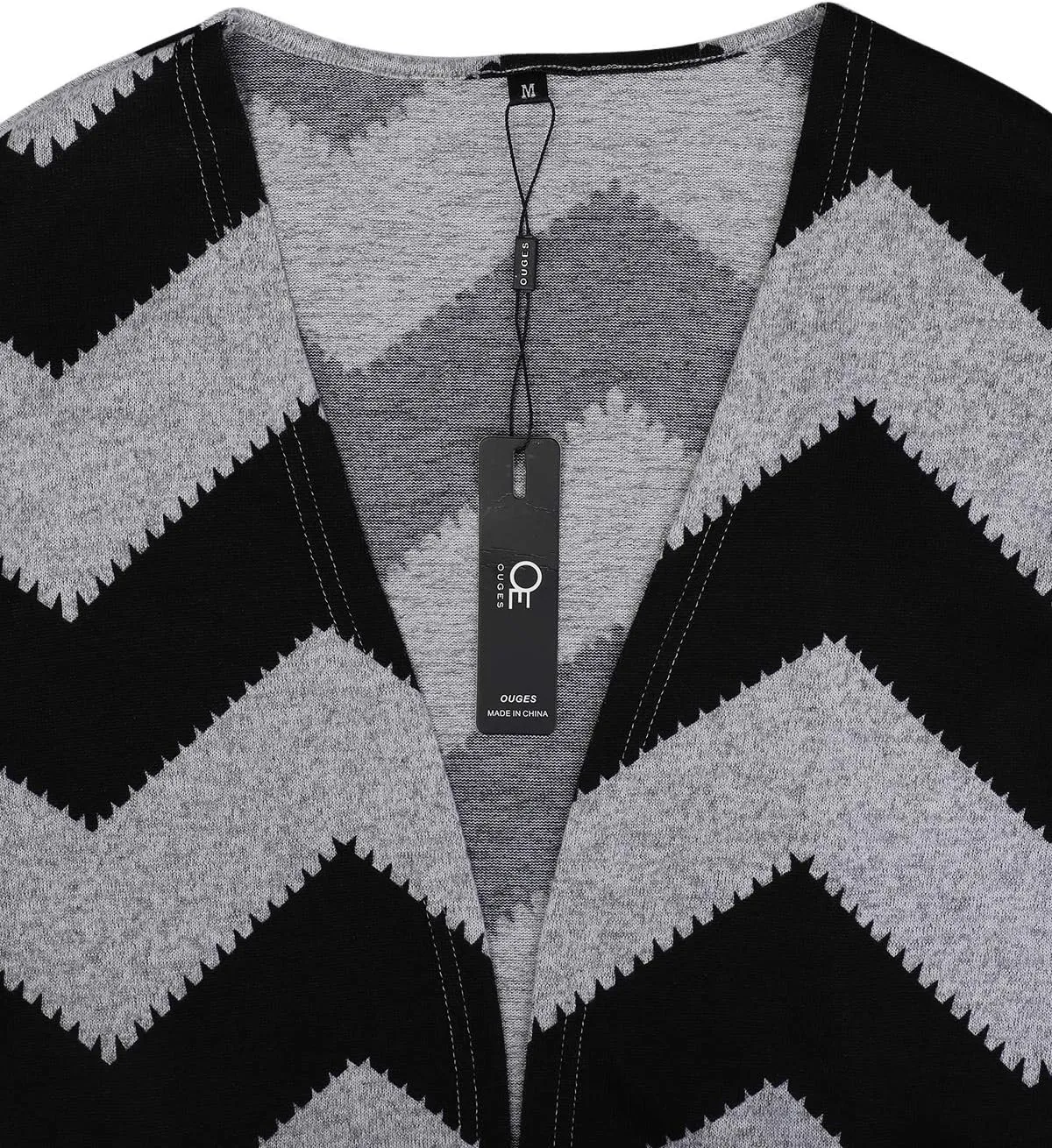 OUGES Women's Open Front Cardigan Shirt with Pockets Long Sleeve Lightweight Coat