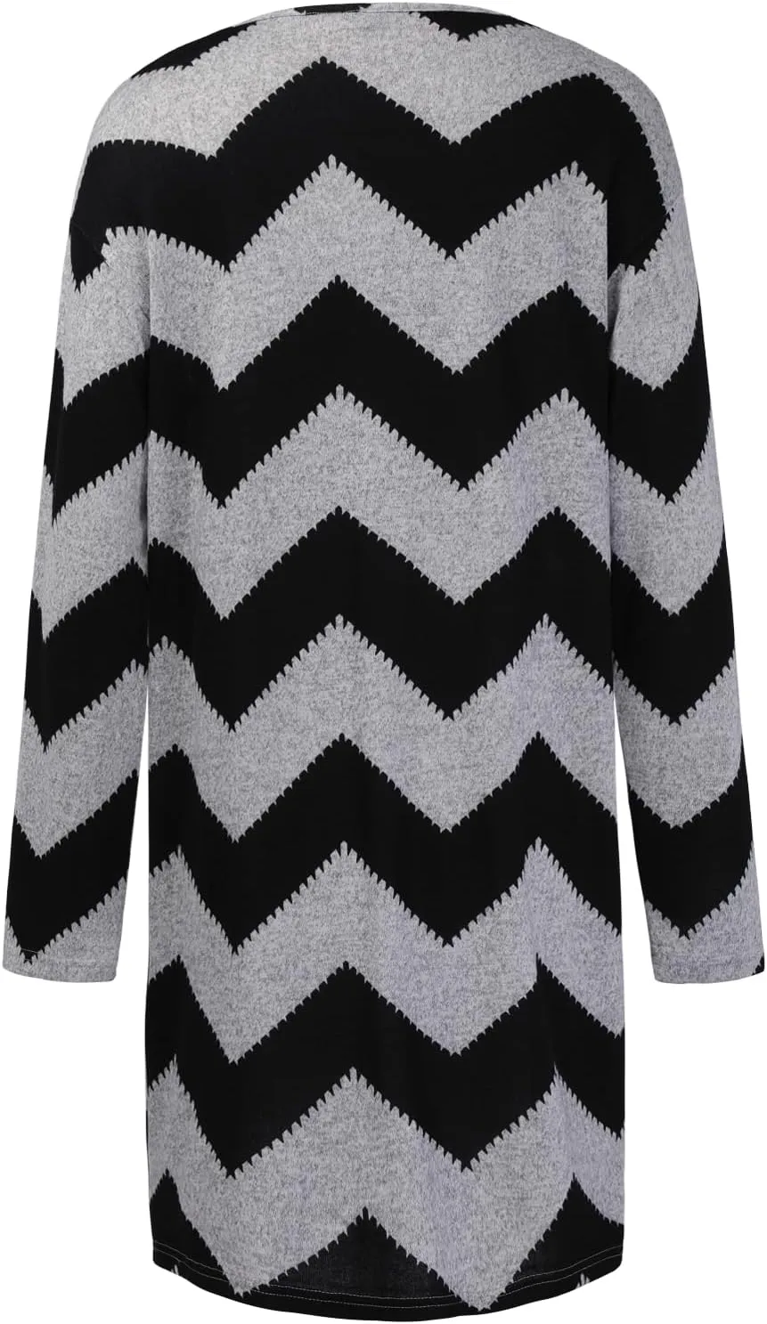 OUGES Women's Open Front Cardigan Shirt with Pockets Long Sleeve Lightweight Coat