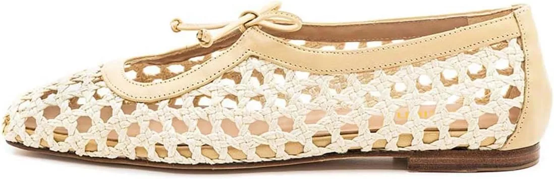 Pazzion Women Cute Bowtie Closed Square Toe Mary Jane Flats Slip On Cutout Ballet Flat Shoes for Walking Dancing Prom Size 4-16 US