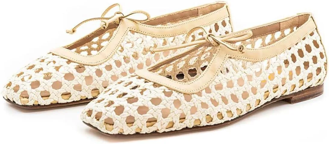 Pazzion Women Cute Bowtie Closed Square Toe Mary Jane Flats Slip On Cutout Ballet Flat Shoes for Walking Dancing Prom Size 4-16 US
