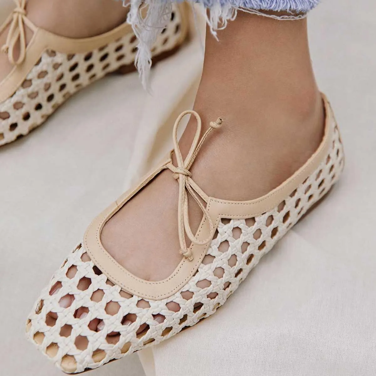 Pazzion Women Cute Bowtie Closed Square Toe Mary Jane Flats Slip On Cutout Ballet Flat Shoes for Walking Dancing Prom Size 4-16 US