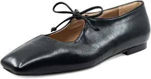 Pazzion Women Cute Bowtie Closed Square Toe Mary Jane Flats Slip On Cutout Ballet Flat Shoes for Walking Dancing Prom Size 4-16 US