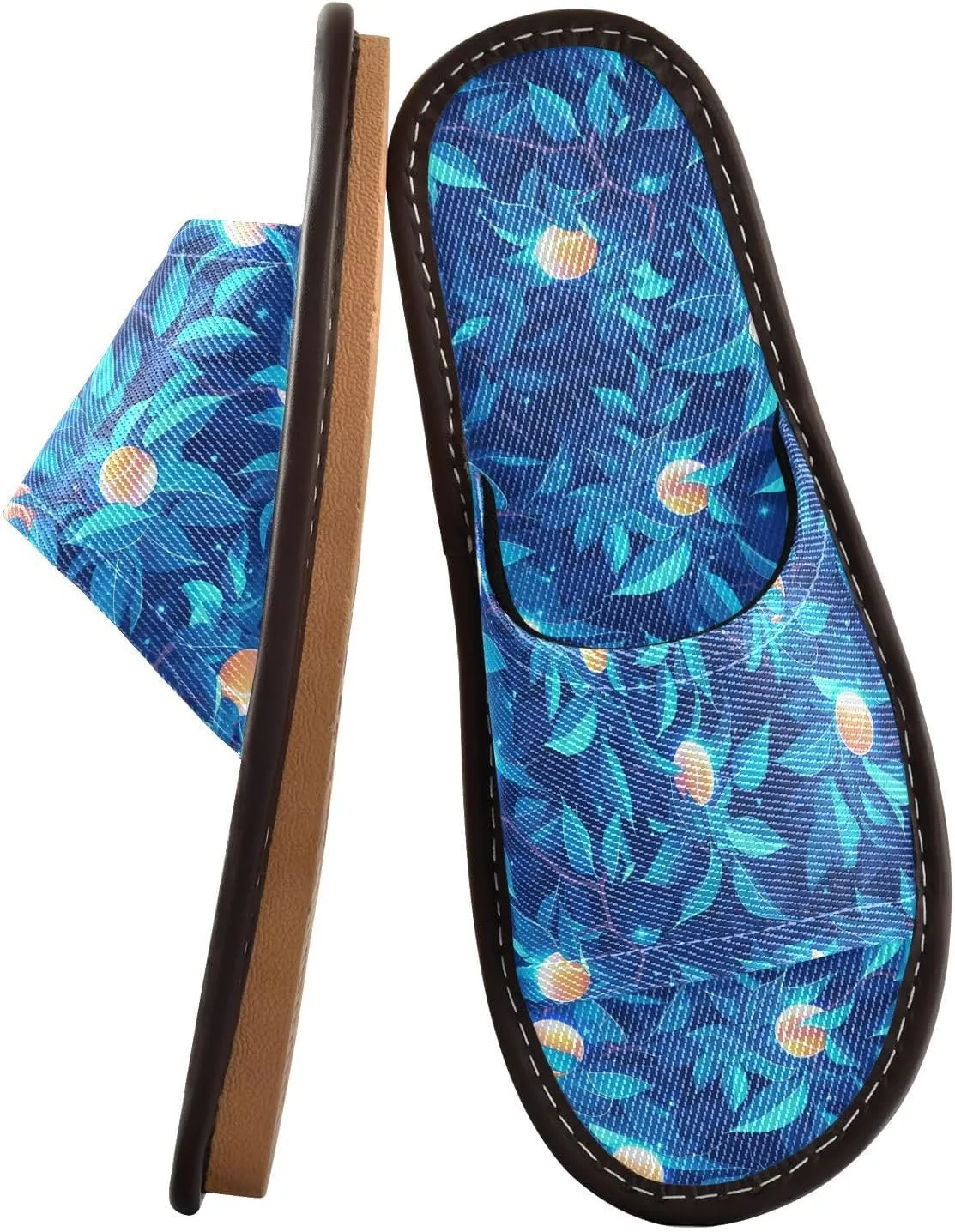 Peaches Blue Womens Travel Slippers Reusable Anti-slip Sandals for Travel Outdoor Beach