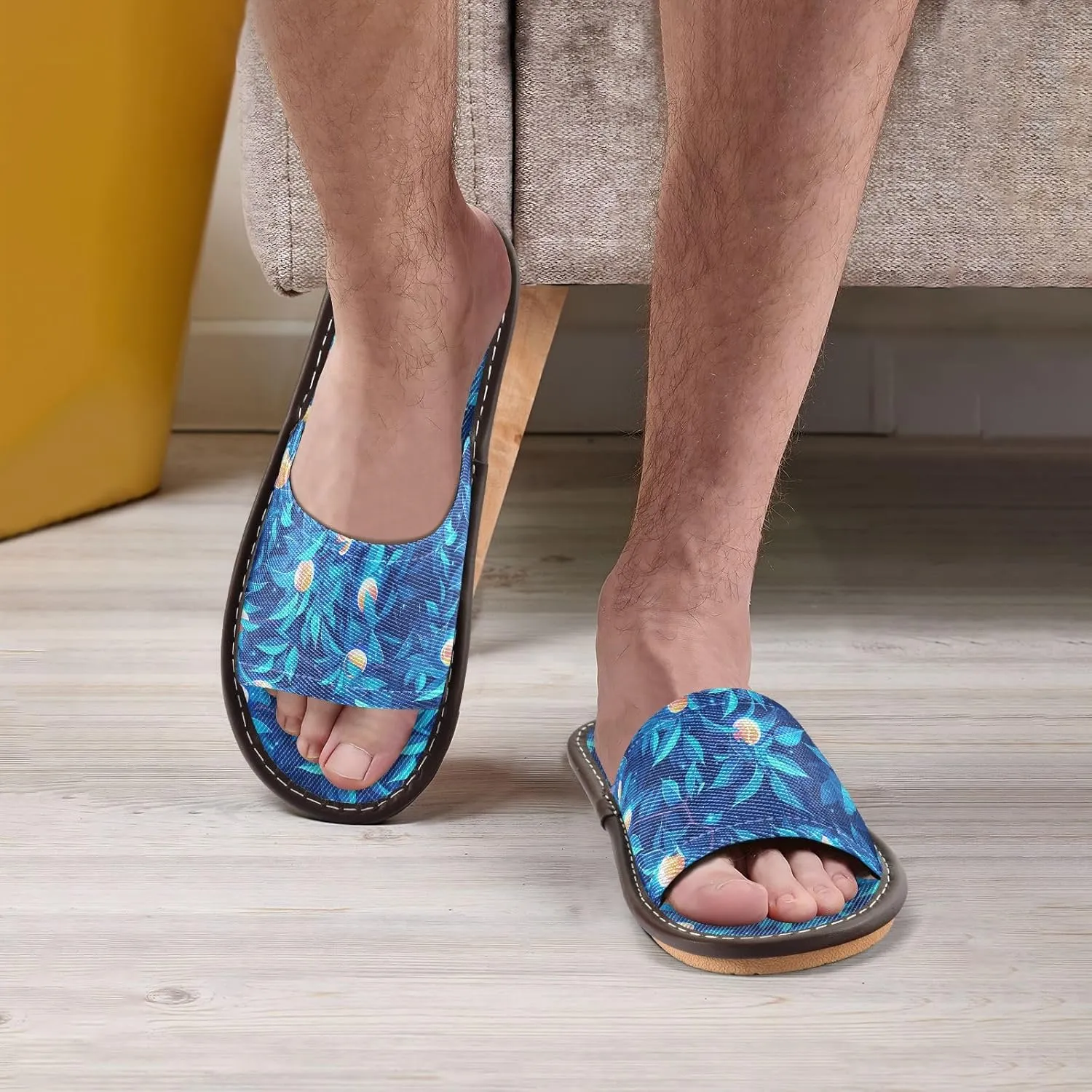 Peaches Blue Womens Travel Slippers Reusable Anti-slip Sandals for Travel Outdoor Beach