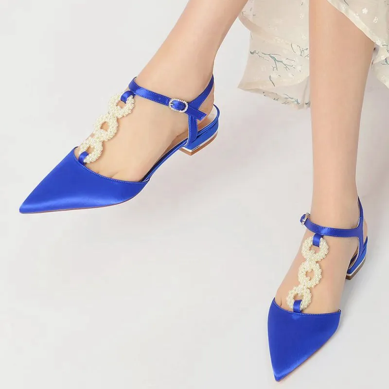 Pearl Strap Pointed Toe Flats
