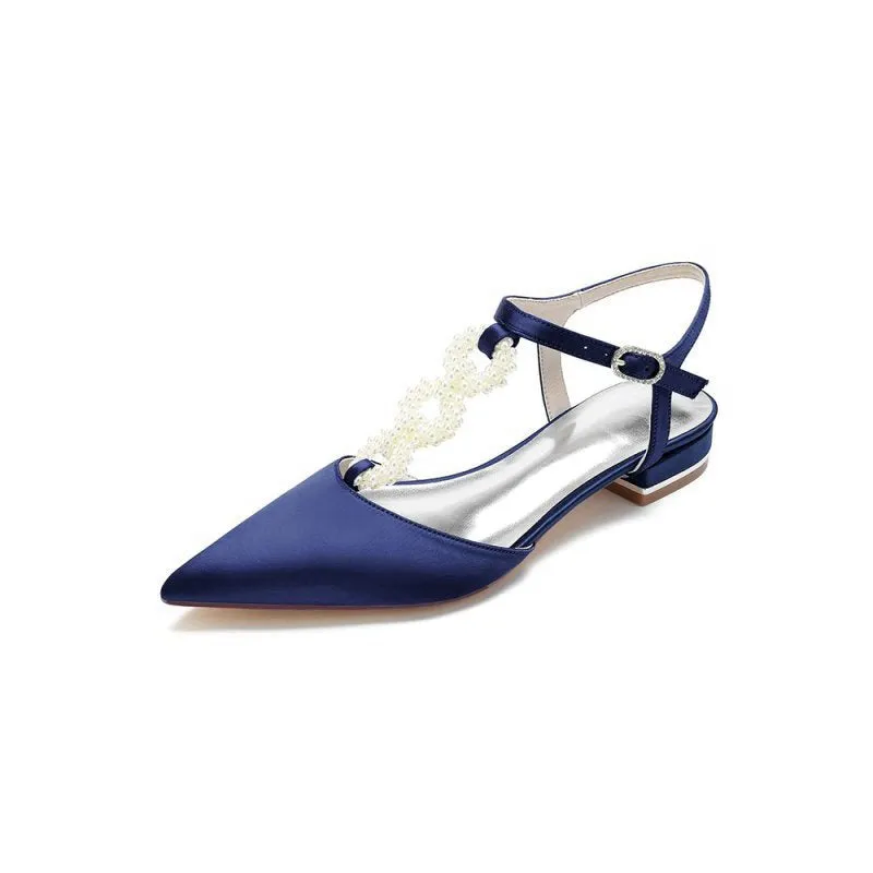 Pearl Strap Pointed Toe Flats