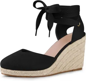 Perphy Espadrille Platform Wedge Heel Lace Up Sandals for Women