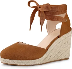 Perphy Espadrille Platform Wedge Heel Lace Up Sandals for Women