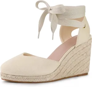 Perphy Espadrille Platform Wedge Heel Lace Up Sandals for Women
